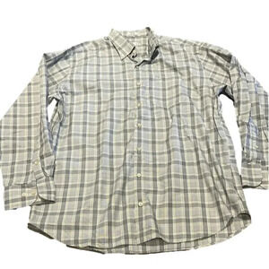 Peter Millar Men’s Button Down Shirt Size L White Yellow Long Sleeve Cotton Top